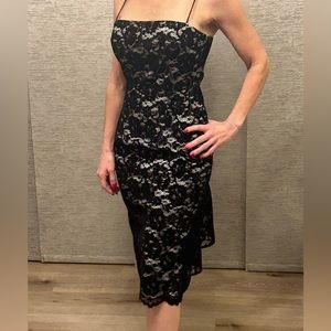 Black Halo black velvet lace dress size 2